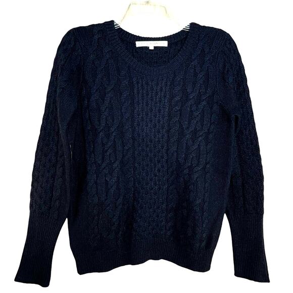 Ulla Johnson Sweater with Elbow Patches SZ S Navy Alpaca Dark Academia Old Money - Picture 1 of 7